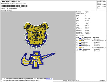 AT N Mascot Embroidery File 4 size