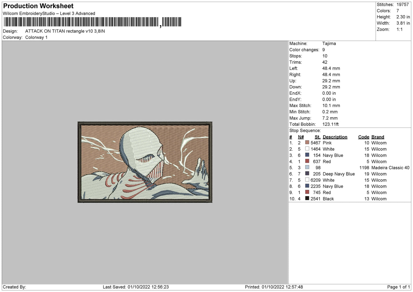 Attack Rectangle V10 Embroidery File 5 sizes