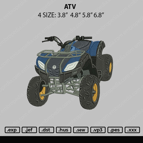 ATV Embroidery File 4 size