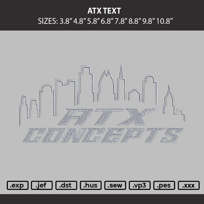 Atx Text Embroidery Machine Design File 6 sizes