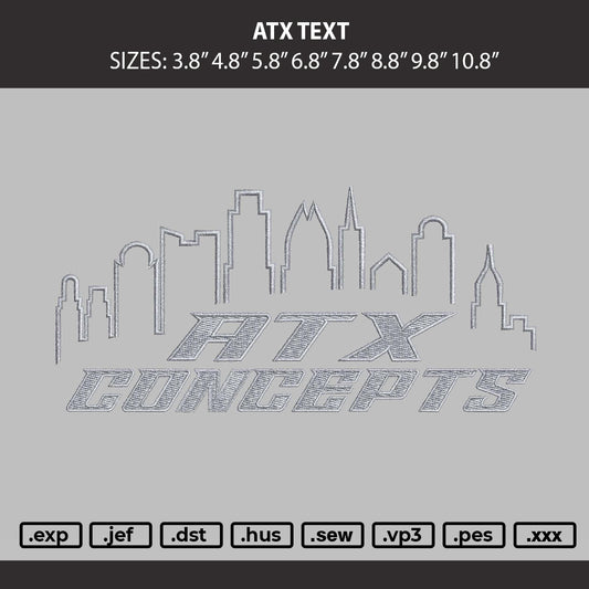 Atx Text Embroidery Machine Design File 6 sizes