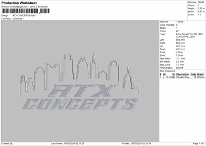 Atx Text Embroidery Machine Design File 6 sizes