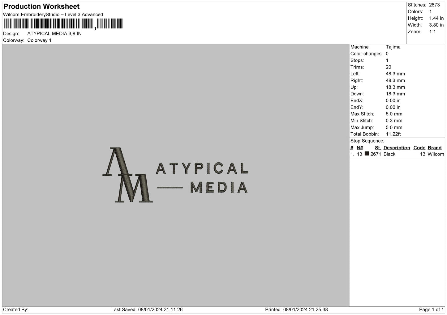 Mediatext Embroidery File 6 sizes