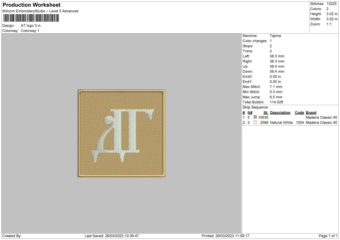 At Logo Embroidery File 6 sizes