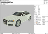 Audi White Car Embroidery File 4 size