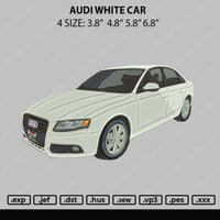 Audi White Car Embroidery File 4 size