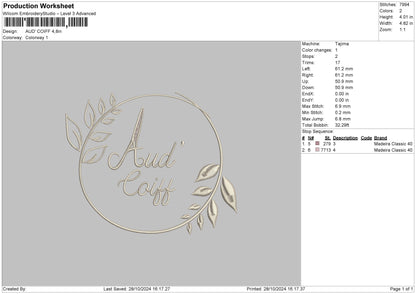 Audcircle Embroidery File 6 sizes