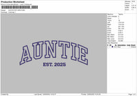 AUNTIE Embroidery File 6 Size