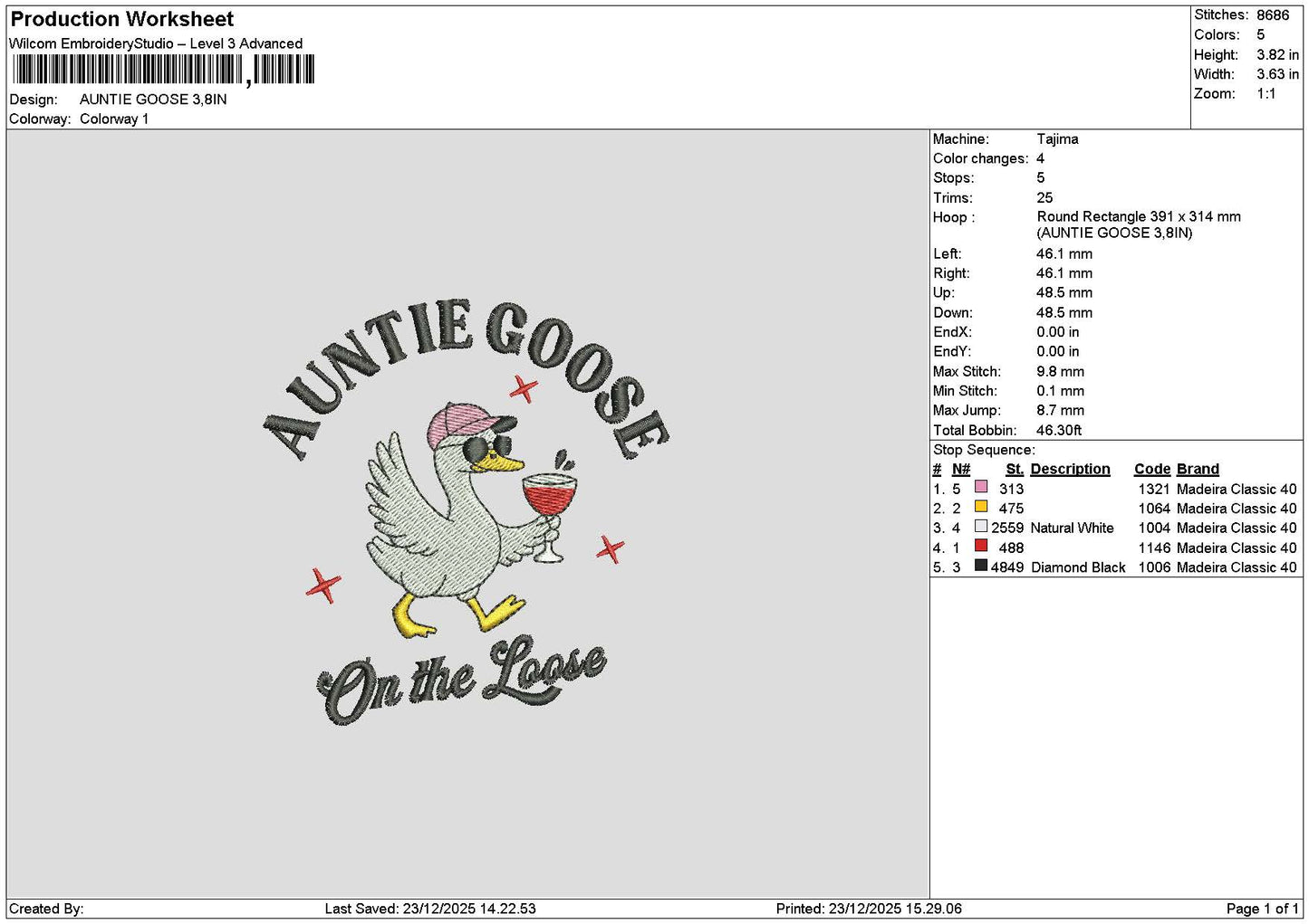 Ducktext 2312b Embroidery File 6 sizes