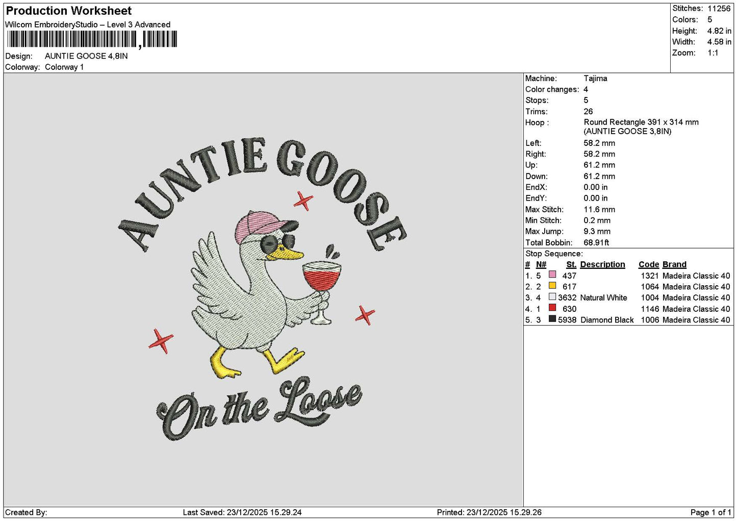 Ducktext 2312b Embroidery File 6 sizes