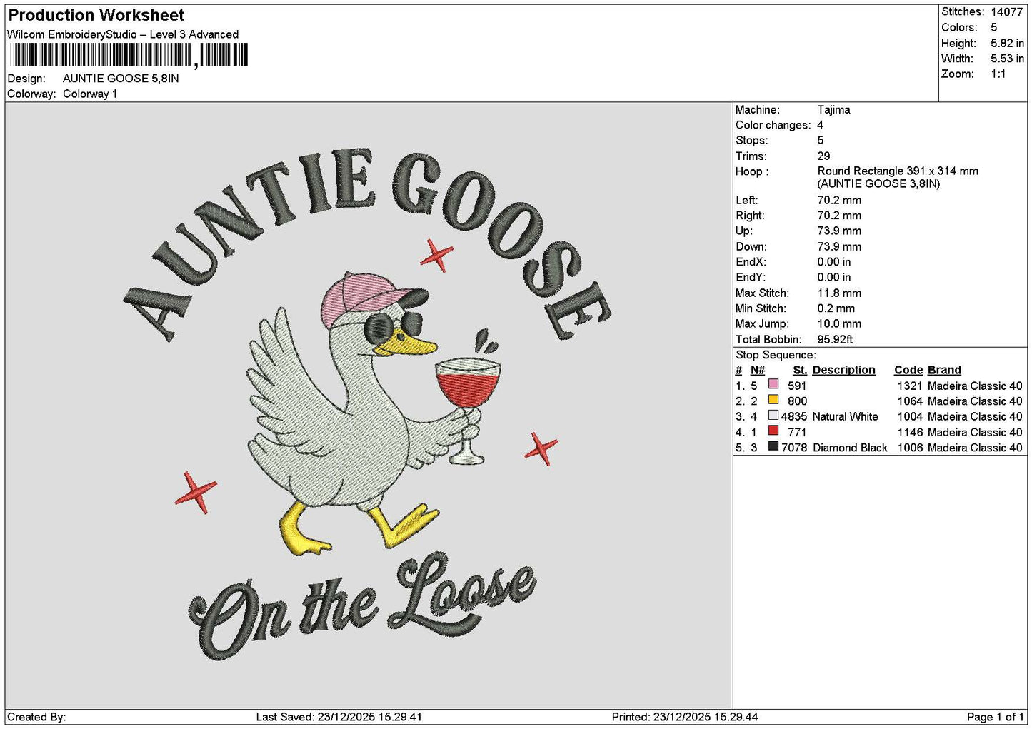 Ducktext 2312b Embroidery File 6 sizes