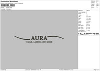 Aura Text Embroidery File 6 sizes