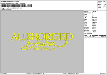 Authorizedtext 2812 Embroidery File 6 sizes