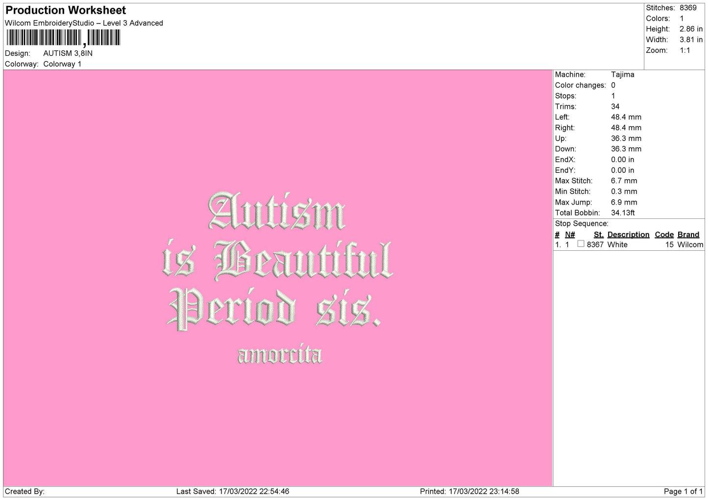 Autism Embroidery File 4 size