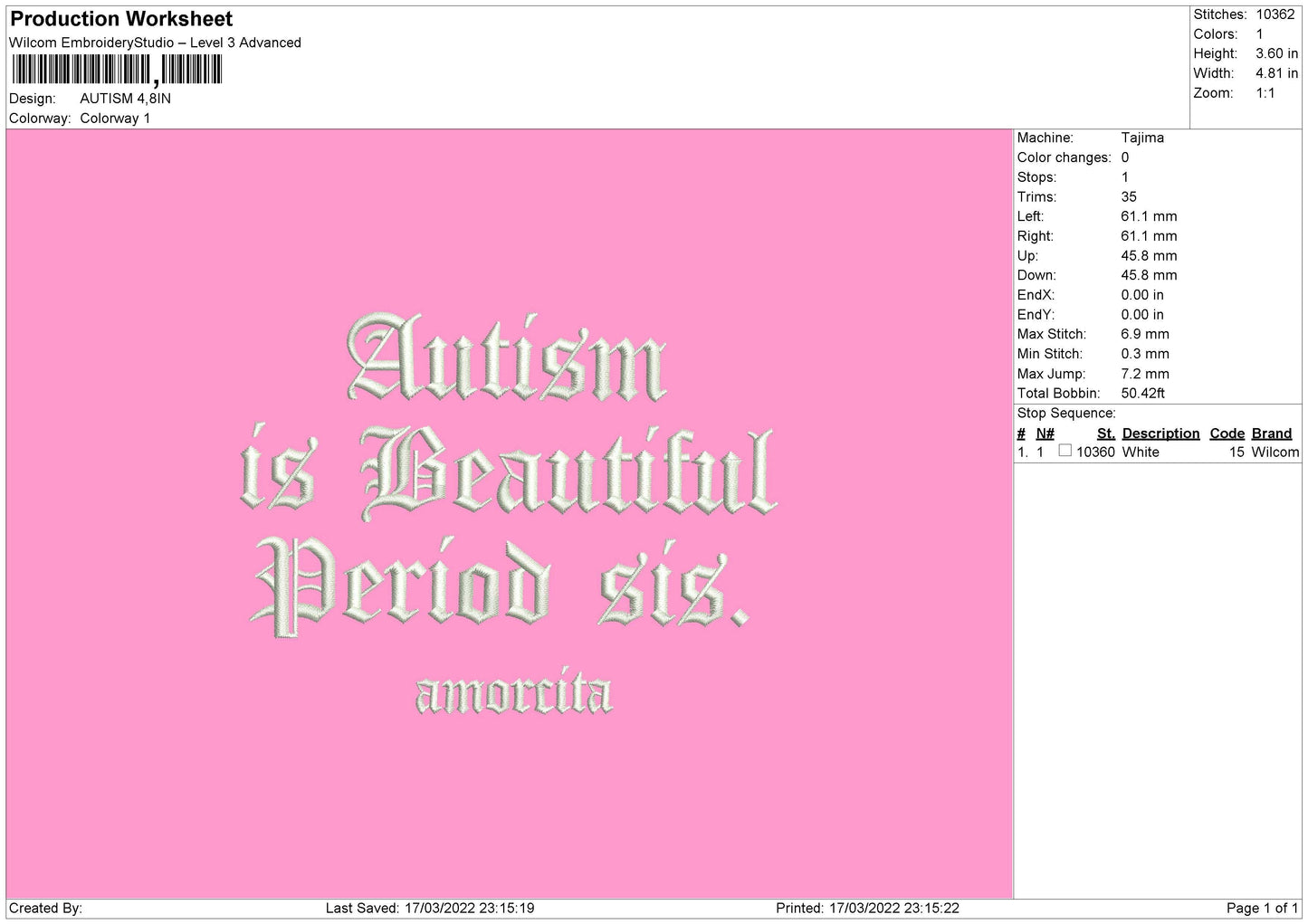 Autism Embroidery File 4 size