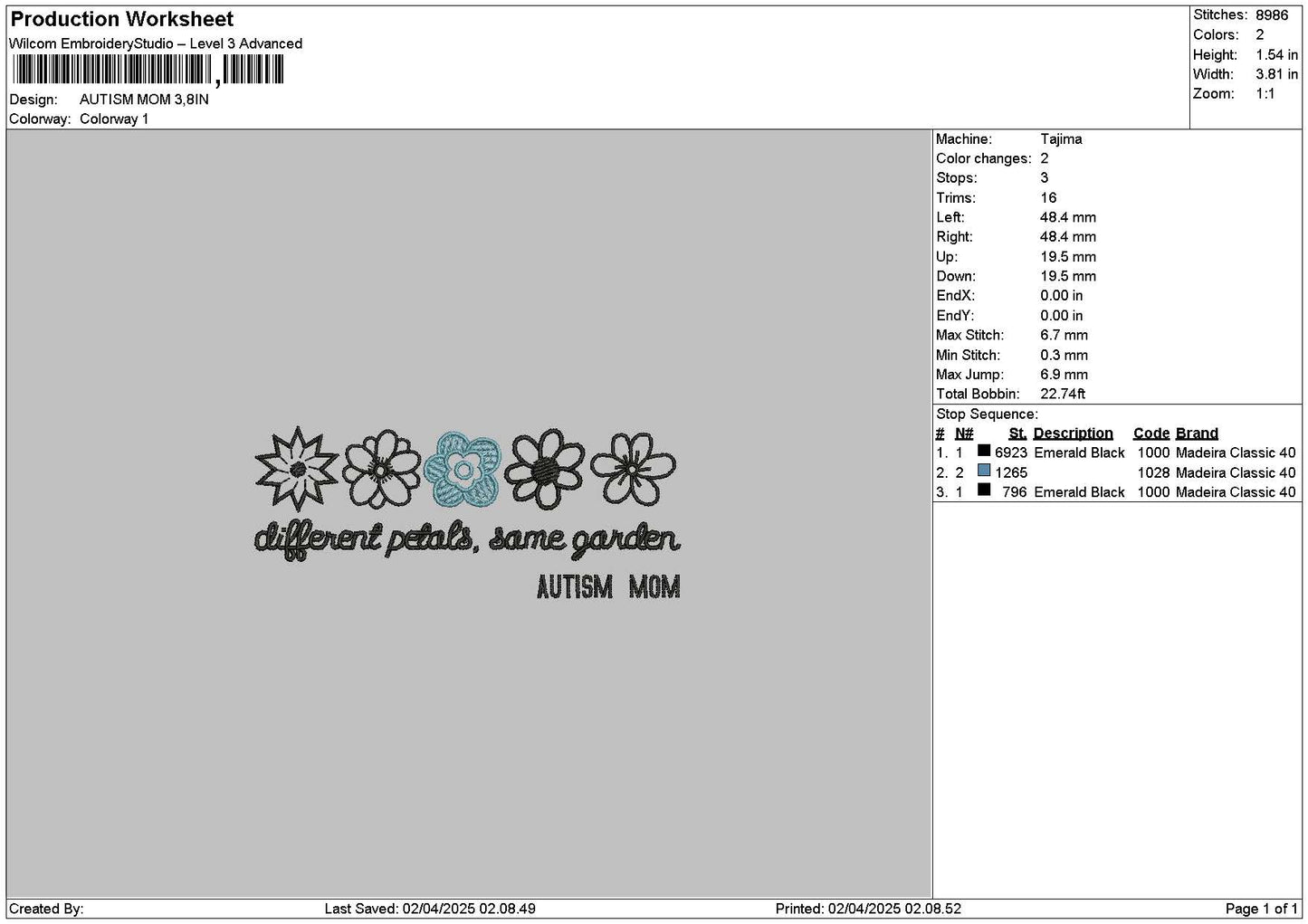 Momtext 0204 Embroidery File 6 sizes