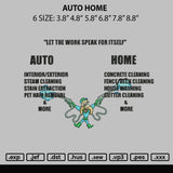 Auto Home Embroidery File 6 sizes