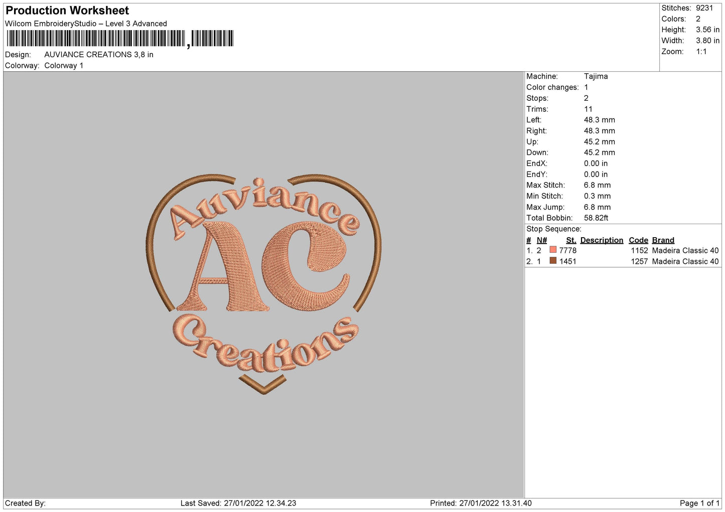 Auviance Creations Embroidery File 4 size