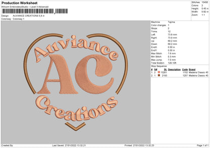 Auviance Creations Embroidery File 4 size