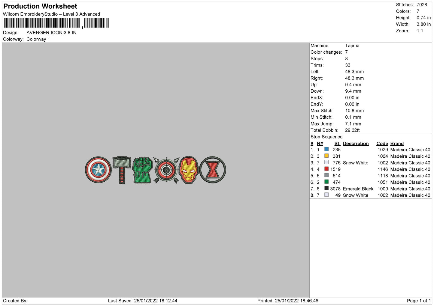 Avanger Icon Embroidery File 4 size