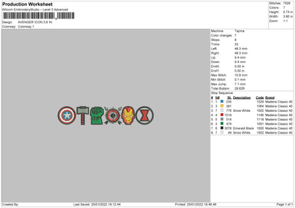 Avanger Icon Embroidery File 4 size