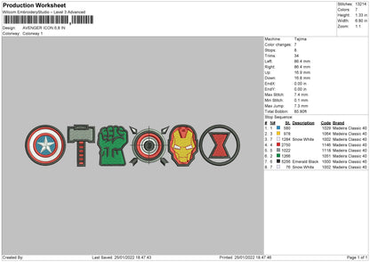 Avanger Icon Embroidery File 4 size