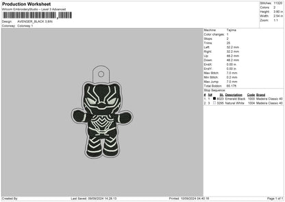 Avengerblack Embroidery File 6 sizes