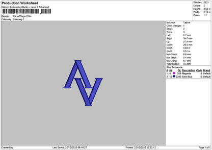 Av Text Embroidery File 6 sizes