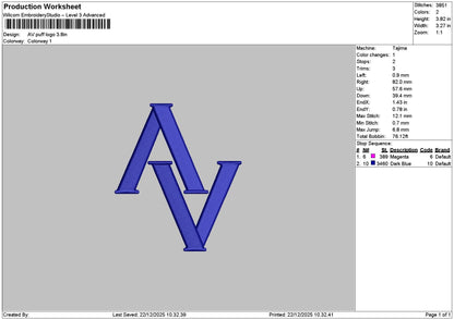Av Text Embroidery File 6 sizes
