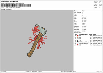 Ax Blood Embroidery Machine Design File 6 sizes