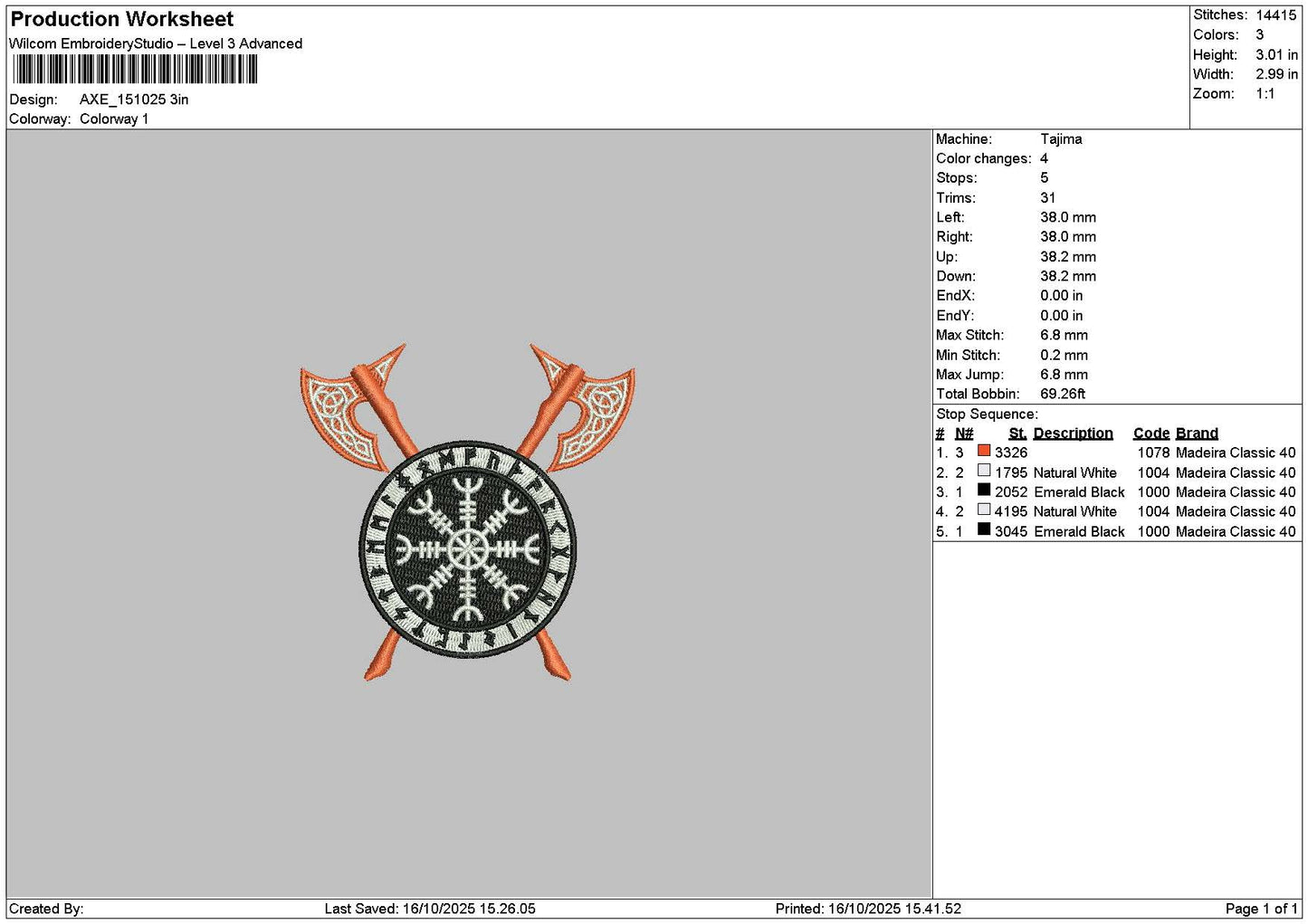 Axetext 1510 Embroidery File 6 sizes