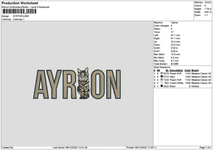 Ayrontext Embroidery File 6 sizes