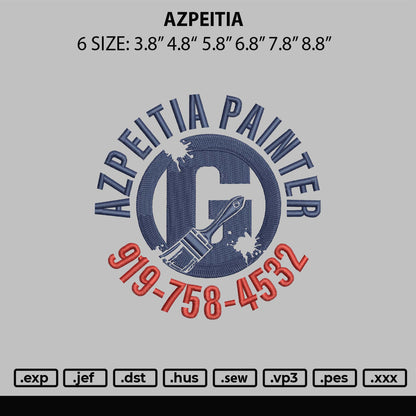 Azpeitia Embroidery File 6 sizes