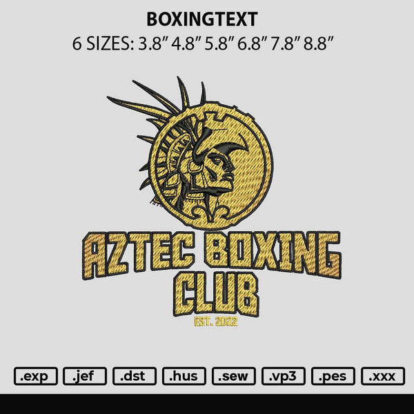 BoxingText Embroidery File 6 sizes