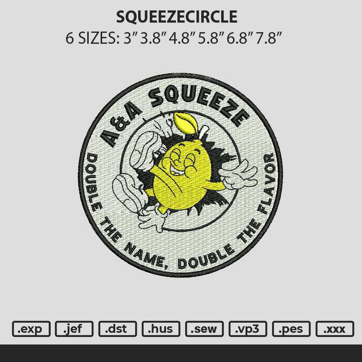 Squeezecircle Embroidery File 6 sizes
