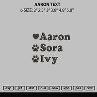 Aaron Text Embroidery File 6 sizes