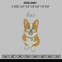 Dog 0401 Embroidery File 6 sizes