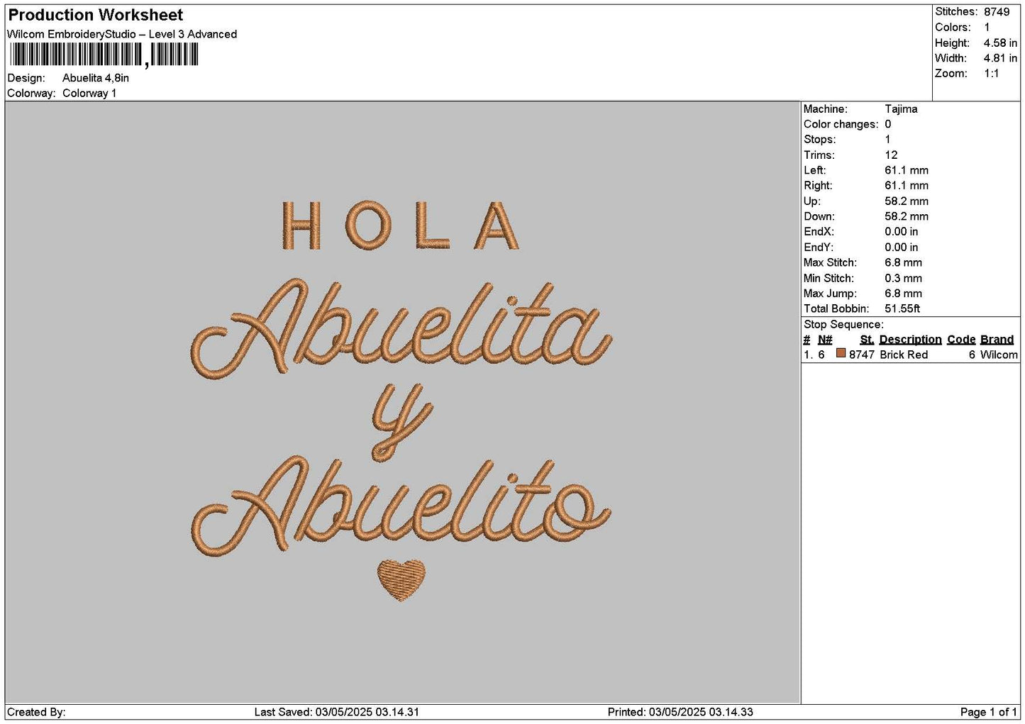 Abuelitatext Embroidery File 6 sizes