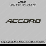 Accord Embroidery file 6 sizes