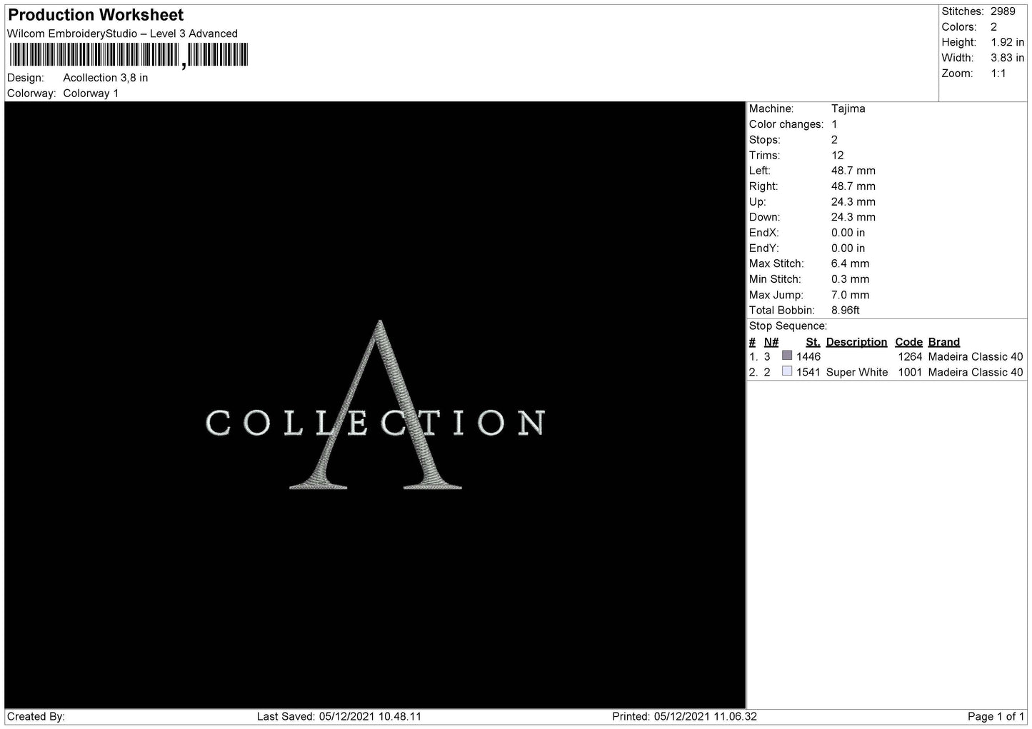 Acollection Embroidery File 4 size