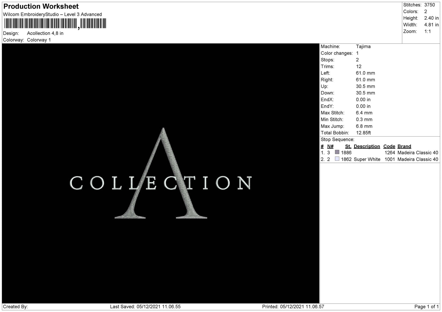 Acollection Embroidery File 4 size