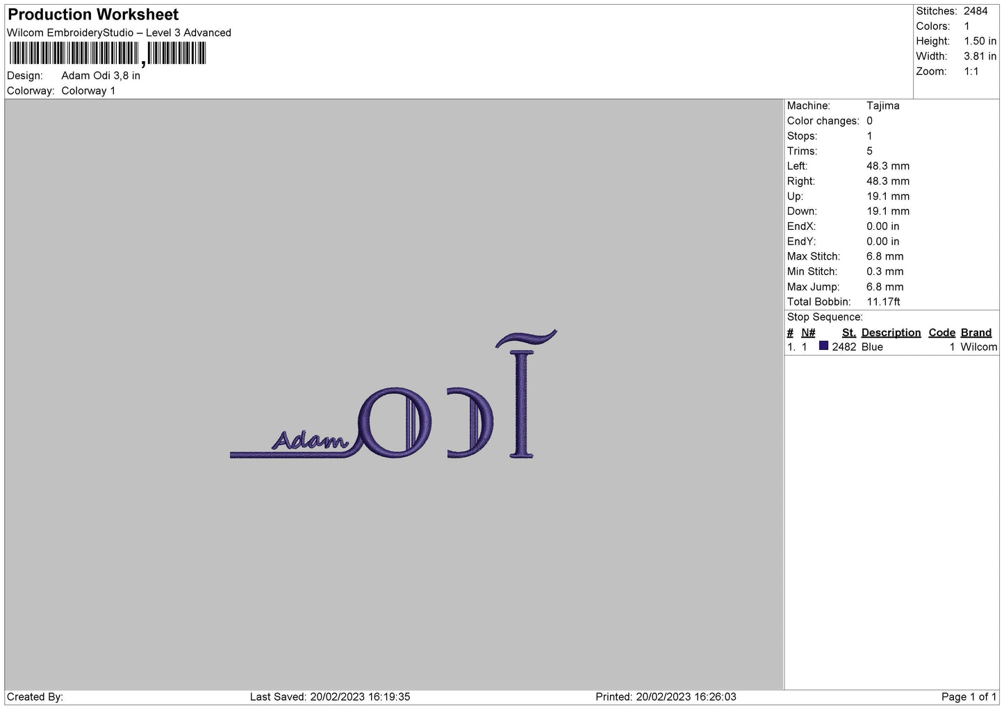 Adam Odi Embroidery File 6 sizes