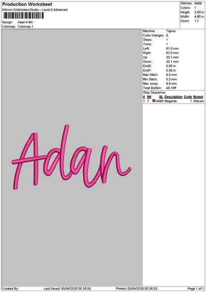 Adnantext Embroidery File 6 sizes