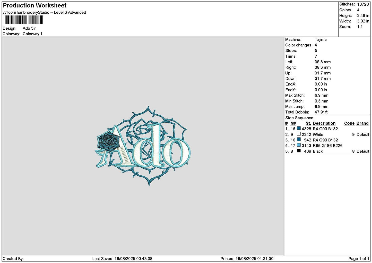 Adotext Embroidery File 6 sizes