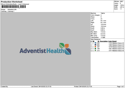 Healthtext 2810 Embroidery File 6 sizes