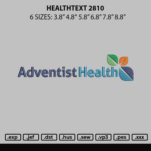 Healthtext 2810 Embroidery File 6 sizes