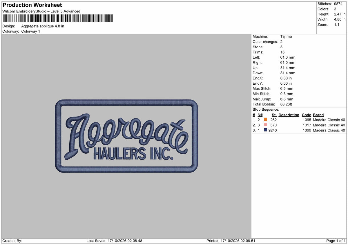 Aggregate Text Embroidery Machine Design File 6 sizes