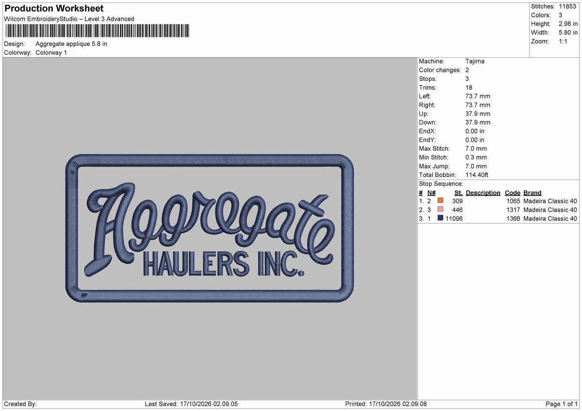 Aggregate Text Embroidery Machine Design File 6 sizes