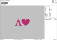 A Heart Embroidery File 6 sizes