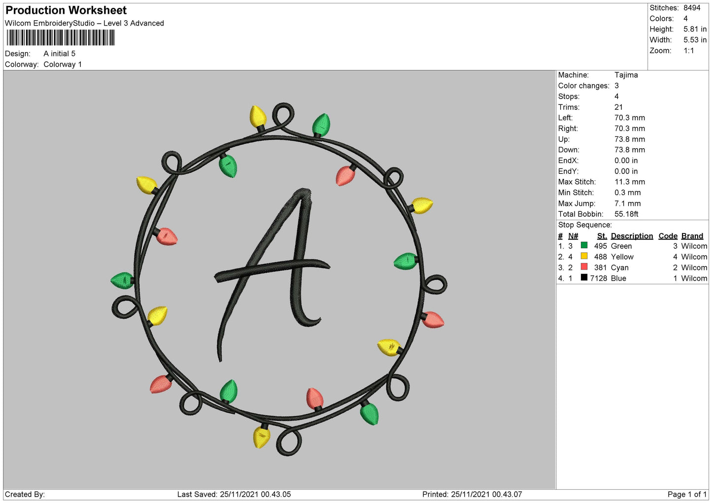 A Initial Embroidery File 4 size